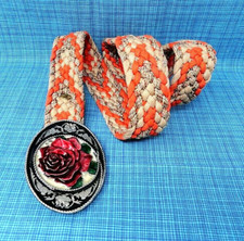 Cowgirls Western Braided Belt and Rose Buckle Vintage 90s Siskiyou    .SBC001