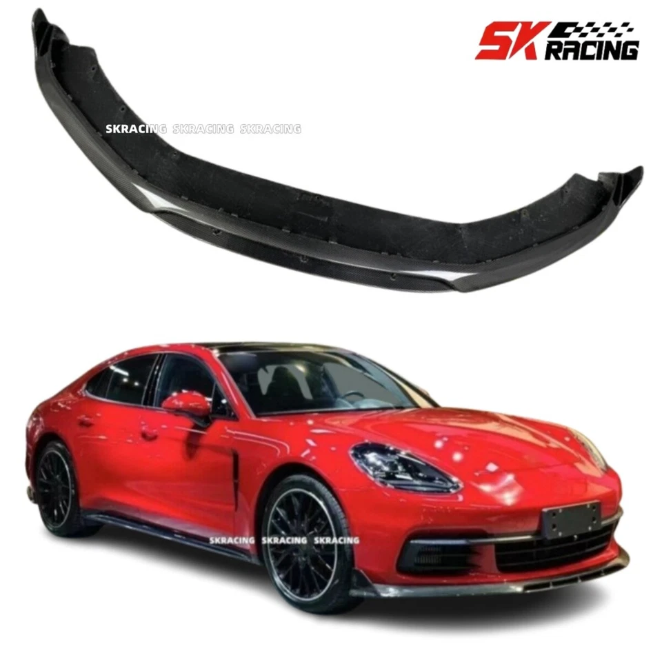 Labio de parachoques delantero de fibra de carbono real para kits de carrocería exterior Porsche Panamera 971 Foto 3 de 4