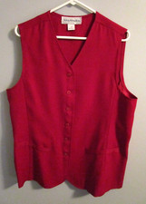Vtg Norton McNaughton Burgundy Button Front Sleeveless Tunic Length Vest Size 16