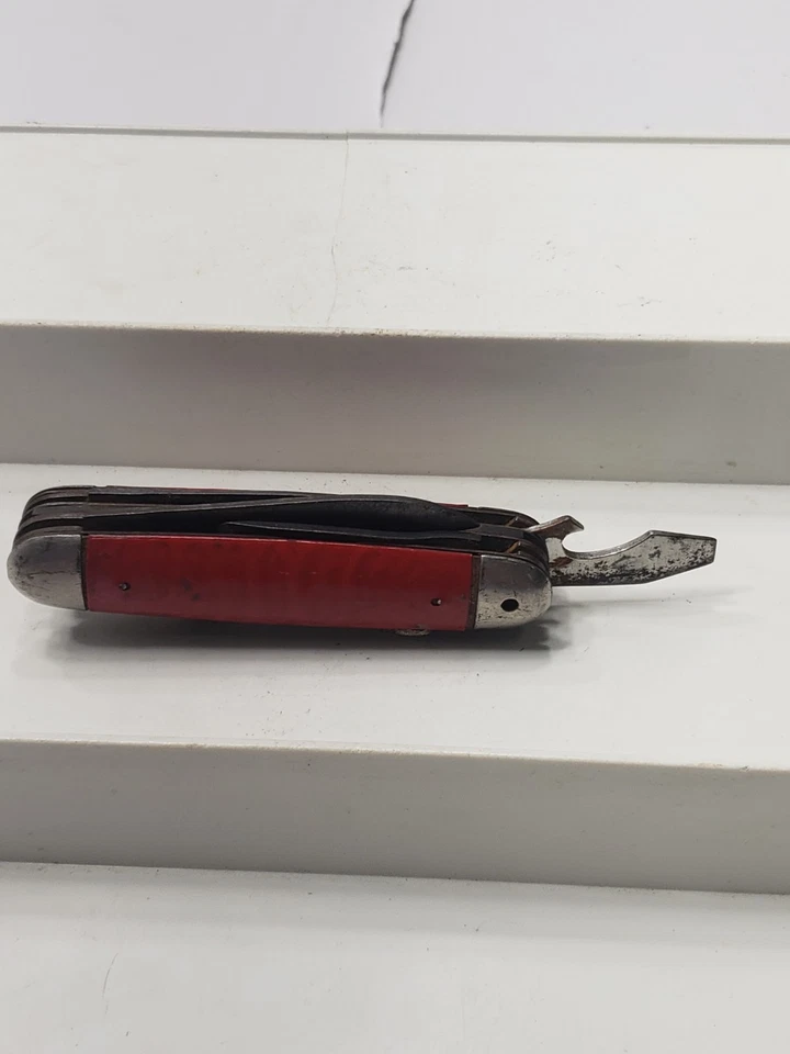 Vintage Super Kamp King Utility Multi Tool Pocket Knife Red For Camping Hiking - Image 4 of 4