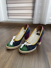 Vintage 90s D&G Dolce&Gabbana Pumps Heels Sandals Leather Denim Size EUR 36.5