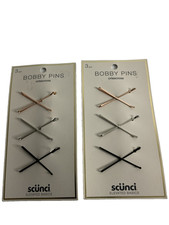 2-Packs SCUNCI Crisscross Metal Bobby Pins Black/Copper/Silver 3 per pack 6