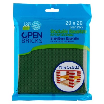 OPEN BRICKS OB-P20OG4 Bauplatten 20x20 cm Olivgrün 4 Stück kompatibel