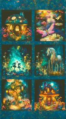 Night Fable, Fairytale Panel Garden, Jk Stewart for  Robert Kaufman 24 x 44''