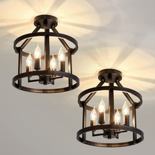 2-Pack Semi Flush Mount Ceiling Light Fixture Farmhouse Matte Chandelier Ceil...