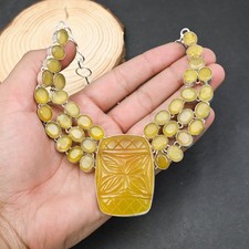Yellow Sapphire Gemstone Handmade 925 Sterling Silver Jewelry Necklace 18"