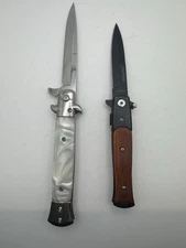 Spring Assist Stiletto Folding Knife Lot White Ruko And Wood Tac-Force Nice