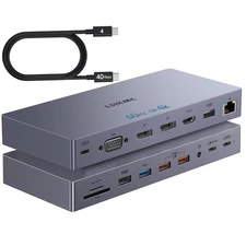 Laptop Docking Station Dual Monitor, 15 in 1 USB C Docking Station with 4K Du...