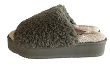 DEARFOAMS Womens Comfort Platform Terry Slide Platform Slippers Gray Size M 7-8