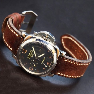 Uhrenarmband aus echtem, pflanzlich gegerbtem Leder, 20 26 mm breit für panerai