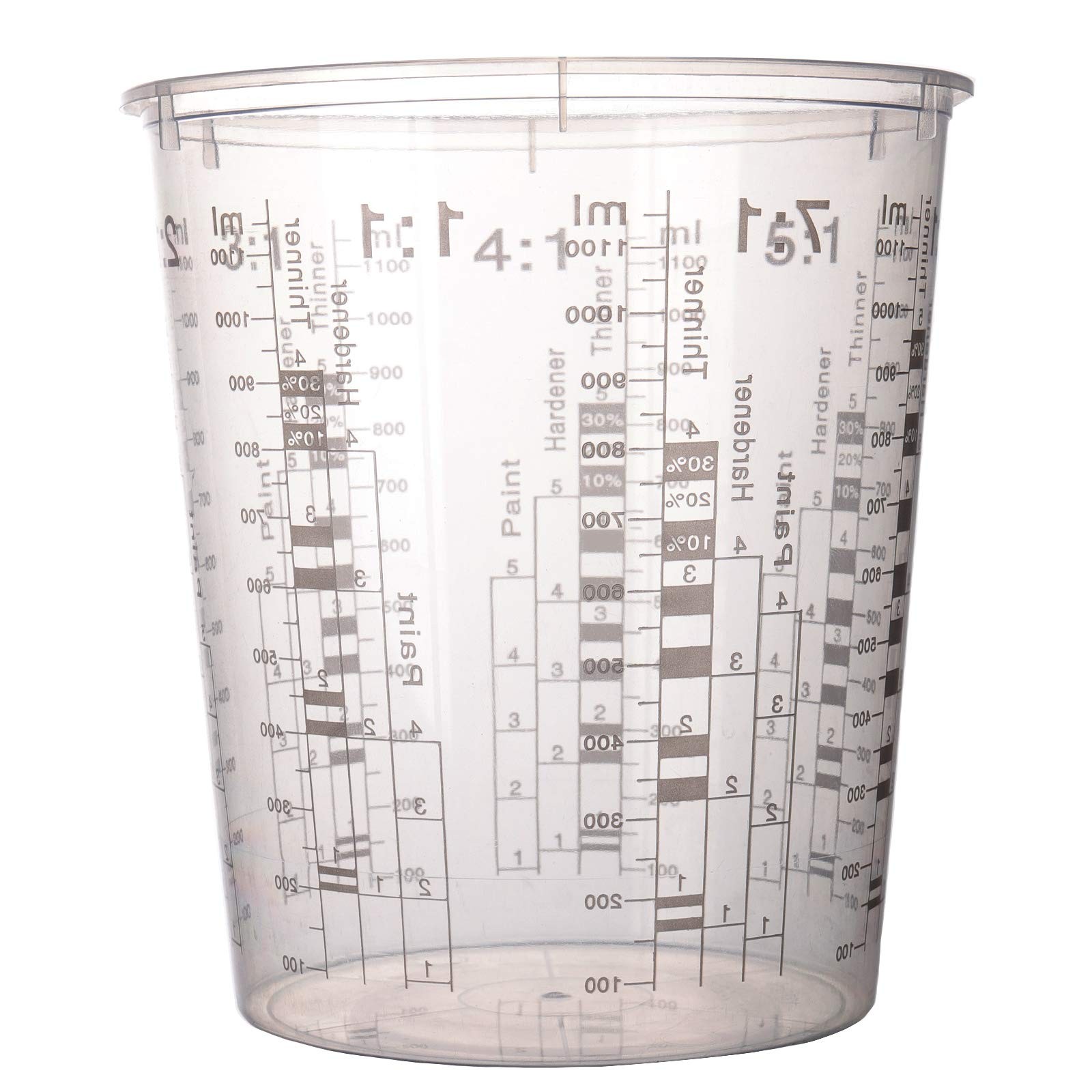 48 Pack 45 OZ Graduated Plastic Mixing Cups, Clear Paint Mixing Cups with Mul...