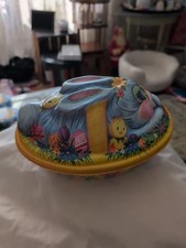 Vintage Easter Bunny Candy Holder. Molded Plastic 8.5 Inches Long