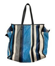 BALENCIAGA Canvas Leder Beuteltasche Tasche Blau Weiß Bazar Shopper...