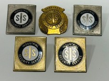 5 Vintage Obsolete Industrial Security Services Officer Badge enamel collectible