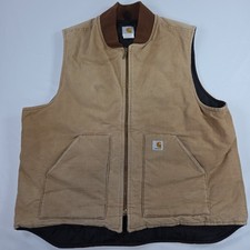 Carhartt Mens Duck Canvas Work Vest Camel Brown V01 BRN Size 2XL XXL Quilt Line