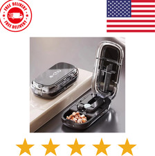 Adjustable Precise Pill Cutter Storage Box Portable Drug Tablet Medicine Dust US