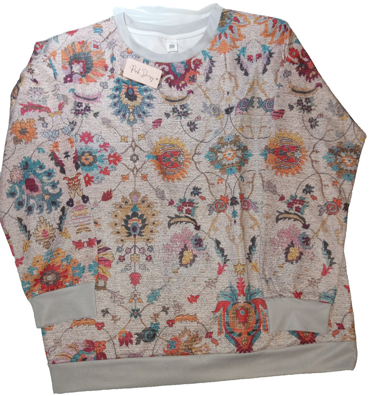 Pink Daisy - Womens - Long Sleeve - Floral Print Top Blouse 1X NWT