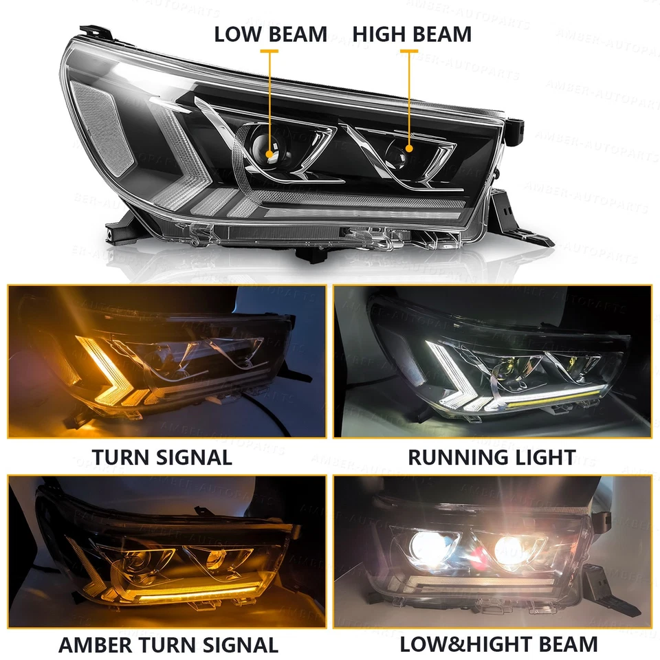 Right LED Headlight For Toyota Hilux 2015-2019 Projector W/Sequential Indicator - image 4 of 4