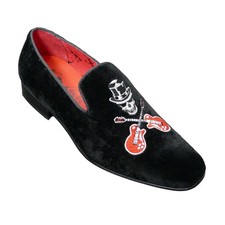 Jeffery-West MUSE Jung 'SHREDDER' Black Velvet Embroidered Loafer Slipper Shoe