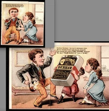 Dime Durham NC 19th Century Tobacco SCARCE Metamorphic Comic Trade Card SR.T.scS