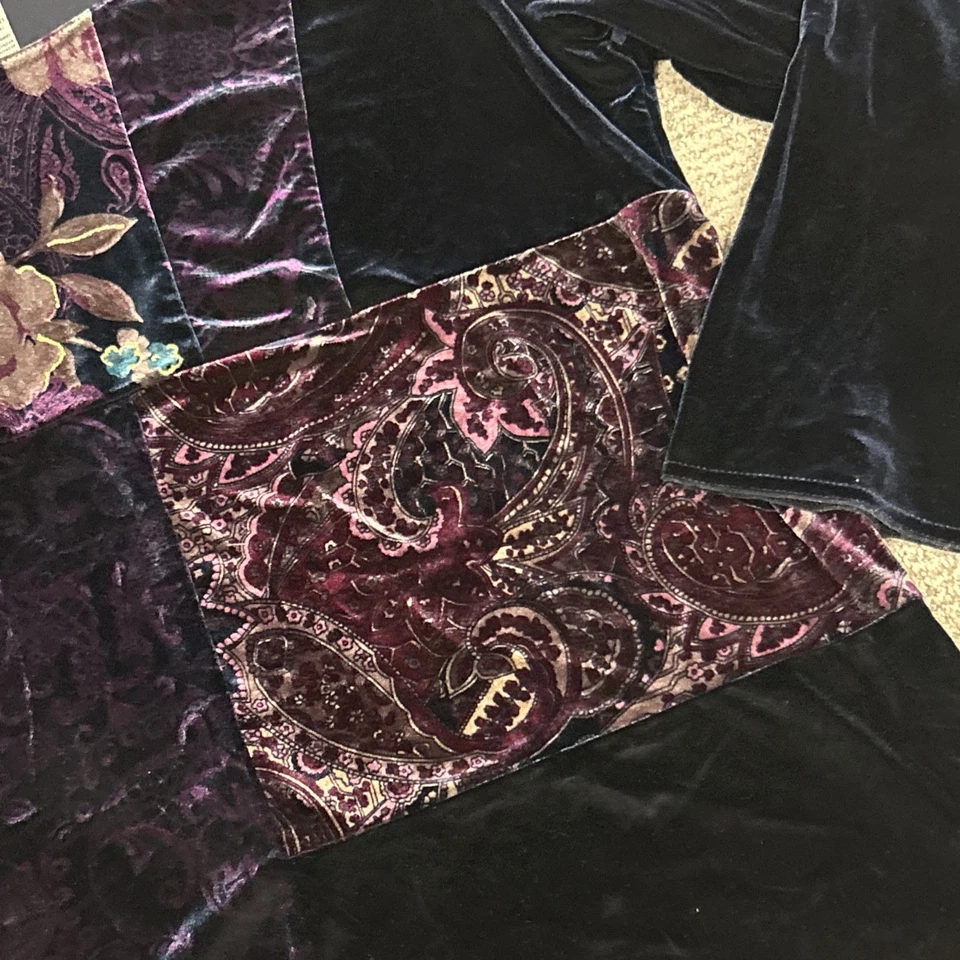 Sag Harbor бархатный топ женщин 1 X пейсли цветочный прихоти готики фея гранж фиолетовый - Изображение 4 из 4