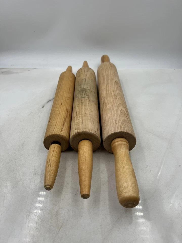 Vintage Wooden Rolling Pin Lot of 3 Classic Kitchen Tools Baking Utensils Wood - Image 4 of 4