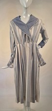 1920  S COLORFUL STRIPED DRESS W FLARING POCKETS  CROSS OVER FRONT