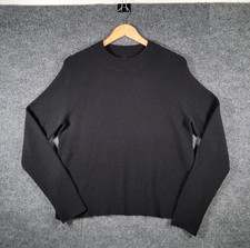Athleta Hawthorn Crew Sweater Womens XS Black Sweatshirt Merino Fine Wool Soft