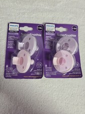 Philips Avent Super Soothie Pacifier Lavender/Pink 2-2 packs 4 total 3-18m New