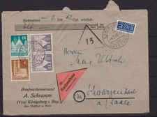 Bizone Bauten Nachn.Brief K&ouml;nigsberg &uuml;. Hassfurt nach Schwarzenbach1949 #1104882