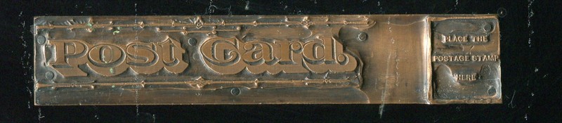 vintage copper electro printing block, post card
