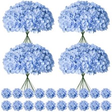 100 Pcs Faux Blue Hydrangea Artificial Flowers Bulk, Fake Silk Hydrangea Flow...
