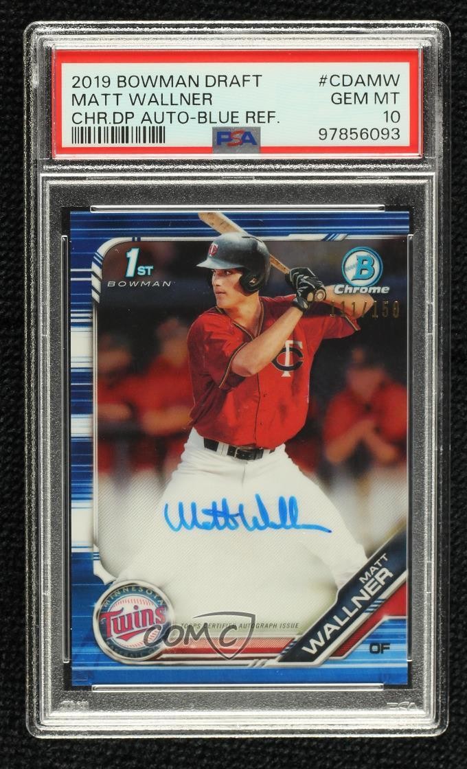2019 Bowman Draft Chrome Pick Blue Refractor /150 Matt Wallner PSA 10 Auto 1co7