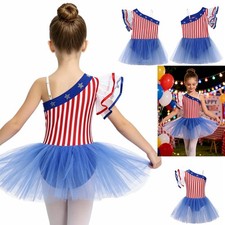 US YiZYiF Kids Ballet Tutu Shiny Rhinestone Leotard One Shoulder Mesh Skirted
