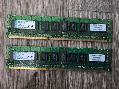 16GB = 2x 8GB Kingston KVR16R11S4/8I DDR3-1600 PC3-12800R reg ECC Server RAM