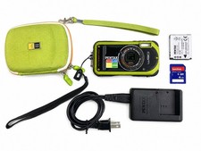 Pentax Optio W90 12.1MP Waterproof Digital Camera Green 5x Zoom Working Charger