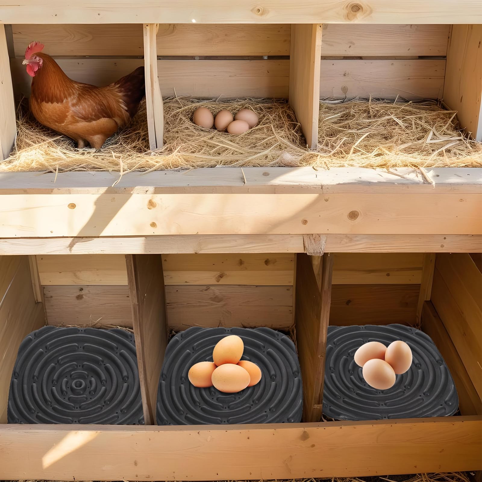 6 Pack Washable Nesting Pads for Chicken Boxes and Coops, 12 x 12 Inch Bedding