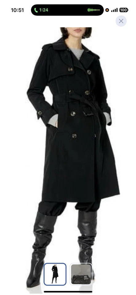 London Fog Women's Trench Coat Black Double Breasted Size Medium NWT - Image 4 of 4