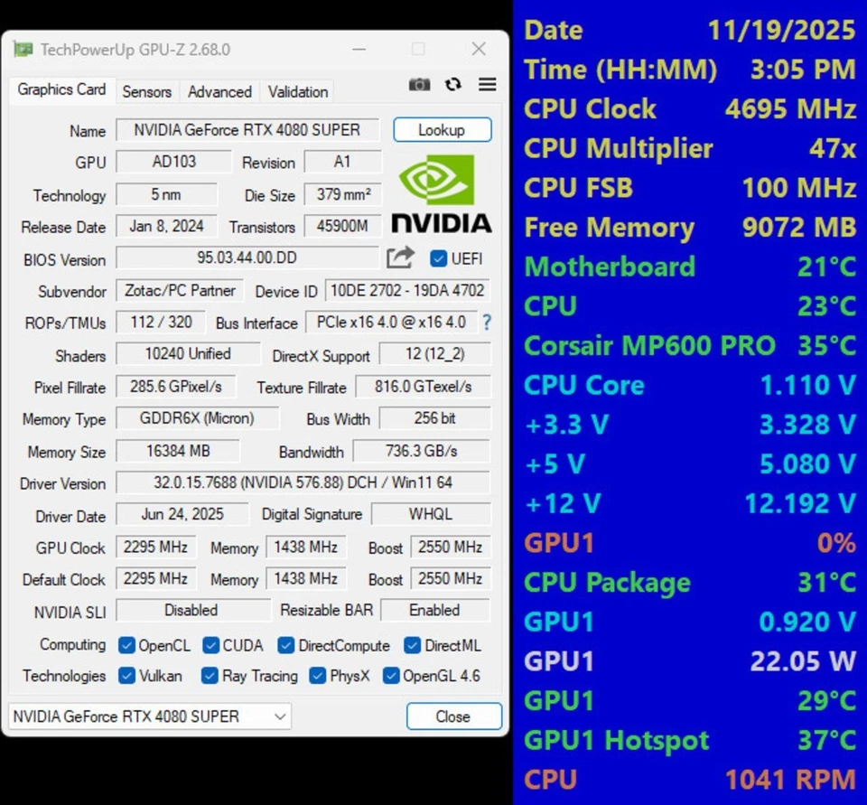 ZOTAC GeForce RTX 4080 SUPER Trinity Black 16GB GDDR6X GPU NO HEATSINK/COOLER - Image 2 of 4