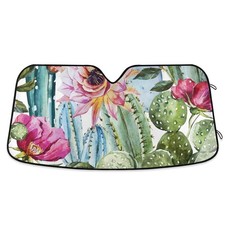 Cactus Floral Car Windshield Sun Shade Block UV Rays Sun Visor Protector Acco...