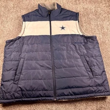Dallas Cowboys Vest Mens 4XL Reversible Gray Navy Pockets Football NFL GIII