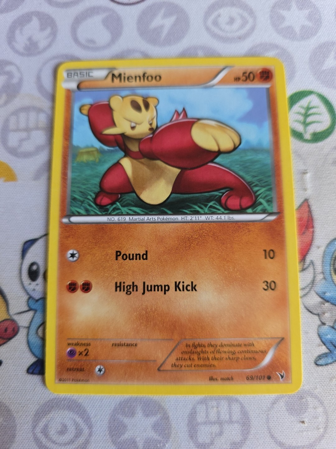 Mienfoo 69/101 LP / VLP - Noble Victories Pokemon Card
