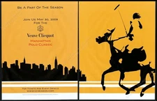 2009 Veuve Clicquot champagne polo player NYC skyline art vintage print ad