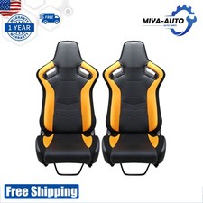 2pcs Universal Racing Seat Blackyellow Adjustable Sport Seat With Dual Sliders