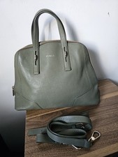 FURLA Khaki Green Hand Bag, used condition with wear, plz Read Description 