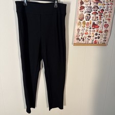 Express Ponte Pants Size L Black Pull On Ankle Stretch Rayon Nylon Blend