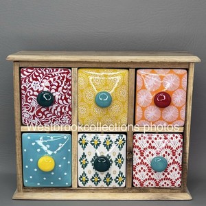 The Pioneer Woman Flea Market 6 Drawer Spice Tea Box Organizer ~ Small Defect