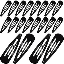 30 Pieces 3.1 Inch Large Metal Snap Hair Clips Nonslip Black Minimalist