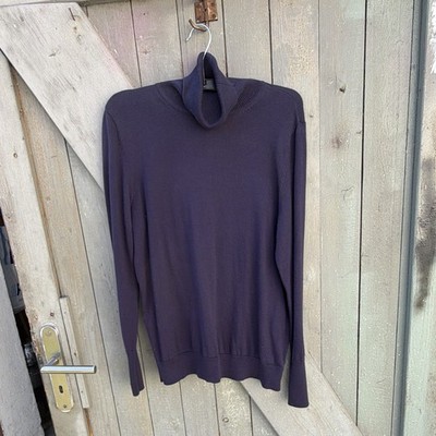 Peter Hahn Damen Pullover Baumwolle Strick Blau Rollkragen Langarm Gr. 38 Knöpfe