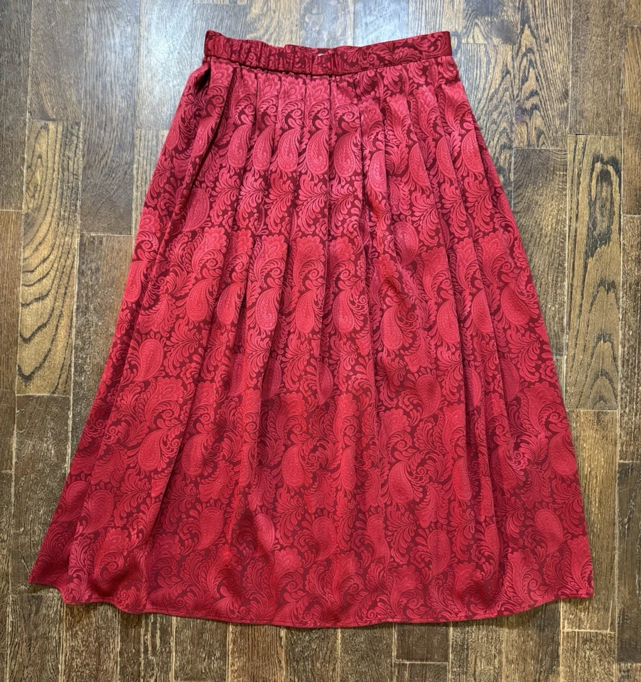 Falda De Colección Susan Bristol Para Mujer Talla 12 Roja Estampado Floral Casa Pradera Naturaleza Foto 2 de 4